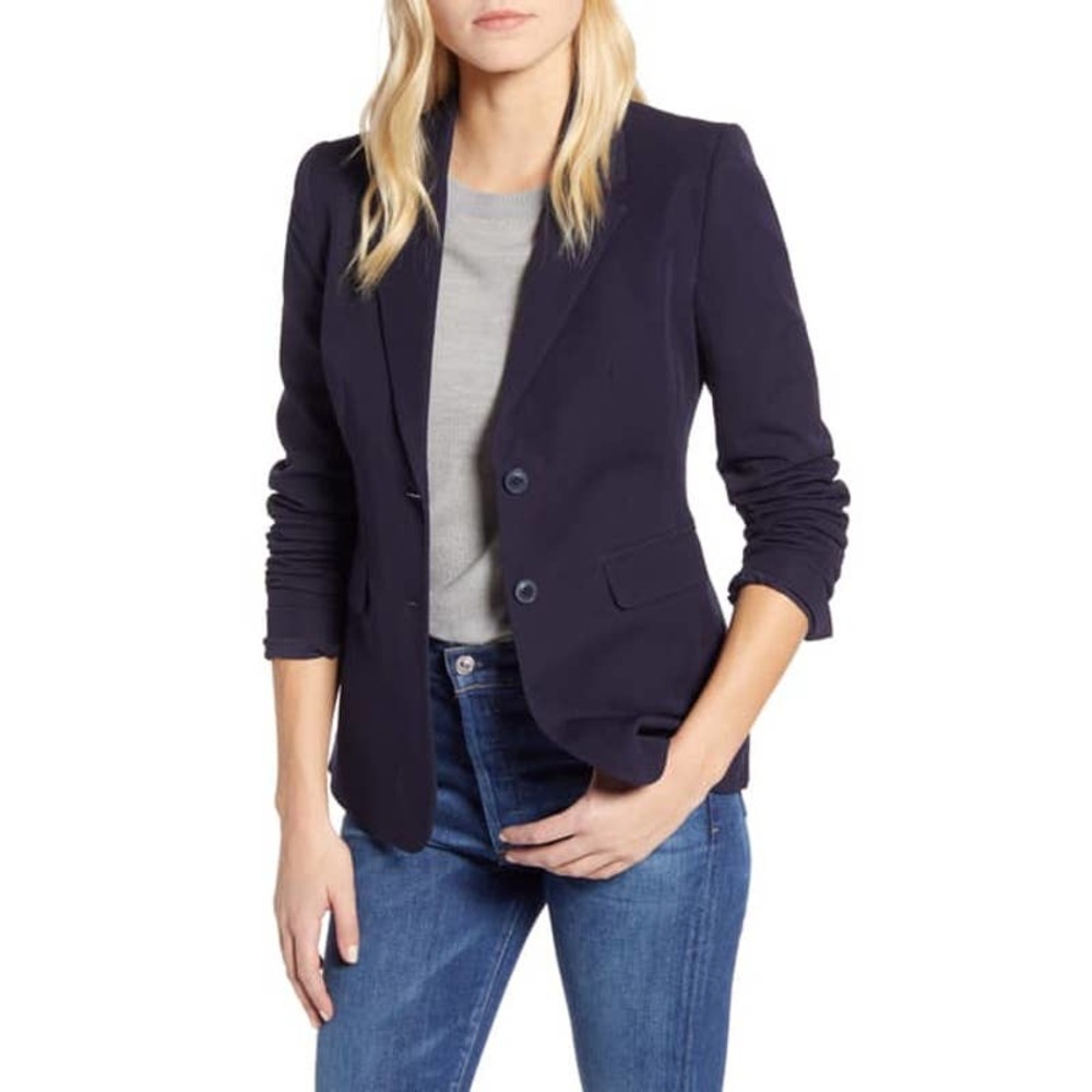 1901 Navy Night Stretch Cotton Twill Blazer 2